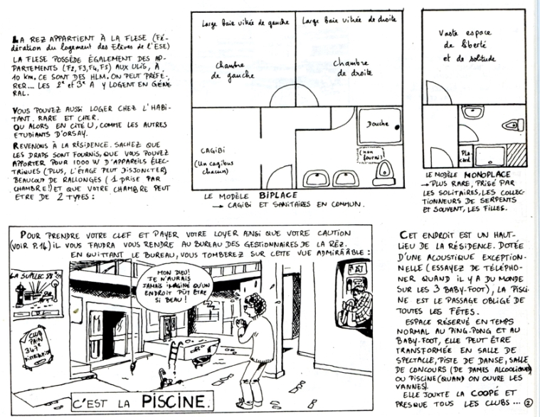 BD sur l'arrivée d'un nouvel admis à Supélec - strip 4 - Illustration pour le "spécial Alpha", journal des élèves Supélec, numéro spécial admisssibles. 1988