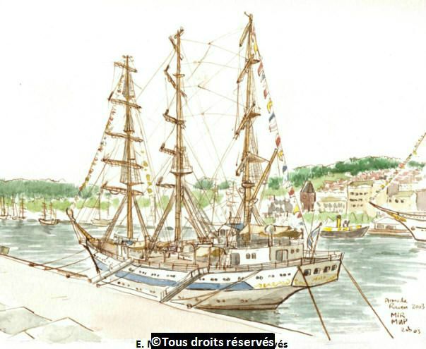 Armada de Rouen 2003. Le trois-mâts  russe "Mir". Juillet 2003.