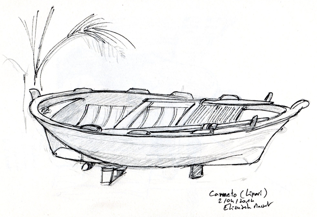 Un bateau en attendant le bus à Lipari. Avril 2014