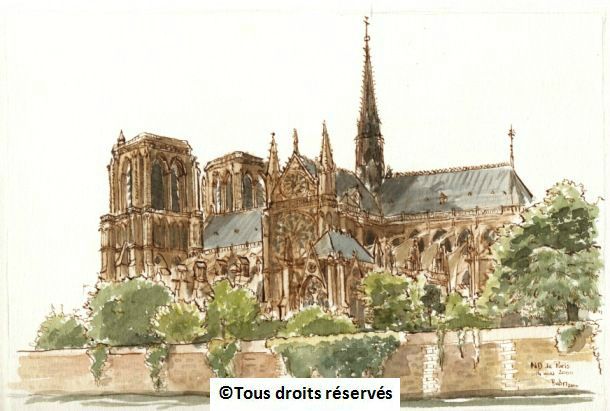 Notre Dame de Paris, depuis le quai d'en face.Mai 2000. Collection Jacques et Michèle Masset